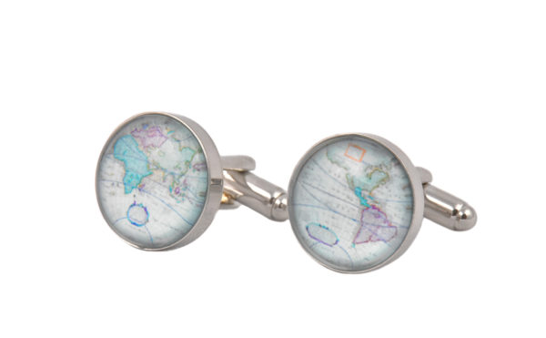 Antique Colourful World Map Cufflinks