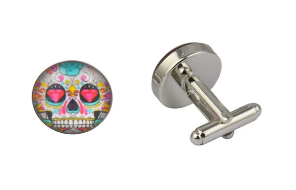 Pink Diamond Skull Cufflinks