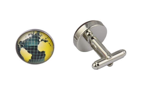 World Map Grid Cufflinks