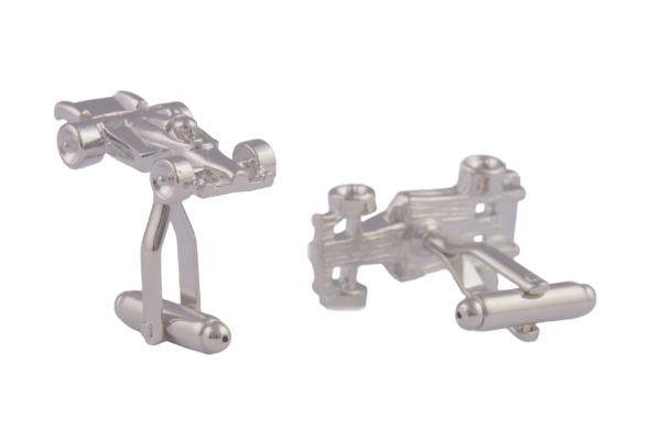 Silver Racing Car Cufflinks