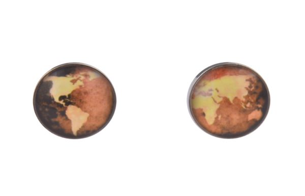 World Map Yellow Cufflinks