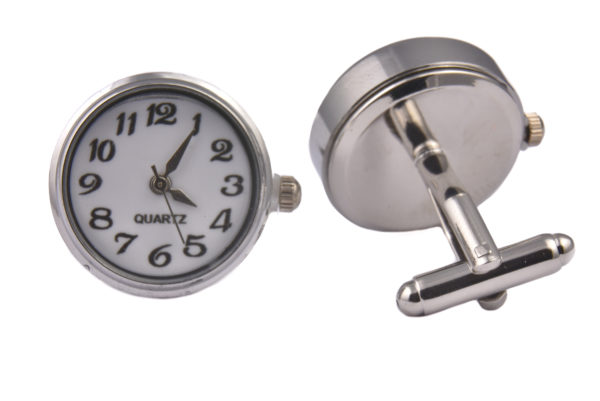 White Real Working Quartz Clock Cufflinks White Real Working Quartz Clock Cufflinks