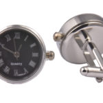 Black Real Working Quartz Clock Cufflinks